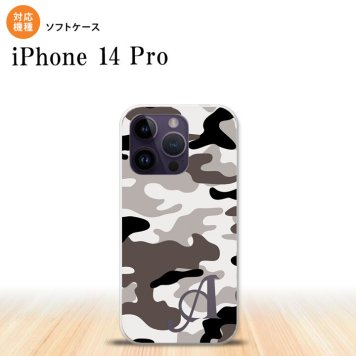 iPhone14 Pro iPhone14 Pro スマホケース 背面ケースソフトケース ウッドランド 迷彩 A グレー +アルファベット 2022年 9月発売 nk-i14p-tp1145i