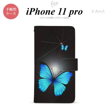iPhone11Pro iPhone11 Pro 手帳型スマホケース カバー バタフライ 蝶 黒  nk-004s-i11p-dr214