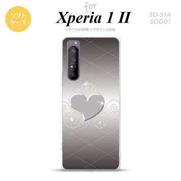Xperia 1 II 5G スマホケース 背面カバー ストラップホール有り ソフトケース ハート E グレー ストラップホール おしゃれ かわいい かっこいい メンズ レディース nk-xp12-tp318