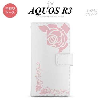 SH-04L/SHV44 AQUOS R3 手帳型スマホケース カバー バラ クリア ピンク  nk-004s-r3-dr1067