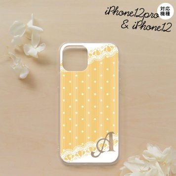 iPhone12/iPhone12pro iPhone12 / iPhone12pro スマホケース ソフトケース ドット レース C 黄 +アルファベット メンズ レディース nk-i12-tp1613i