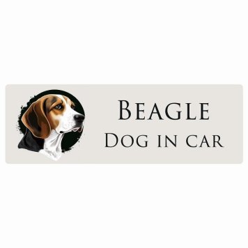 ドッグ カーステッカー イラスト付 Dog in Car ビーグル Aタイプ セーフティサイン 犬種別 長方形 20x6.7cm シール リア あおり運転対策 Dog Sticker 屋外 屋内 防水 かわいい おしゃれ 安全対策 カーサイン