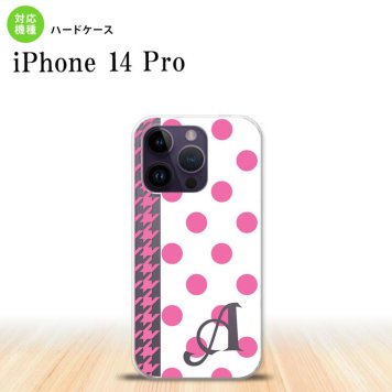 iPhone14 Pro iPhone14 Pro スマホケース 背面ケース ハードケース ドット 千鳥 ピンク +アルファベット 2022年 9月発売 nk-i14p-1511i