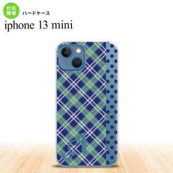 iPhone13mini iPhone13 mini ケース ハードケース タータン ドット 青 +アルファベット  nk-i13m-1534i