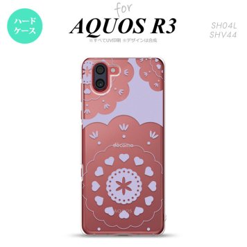 SH-04L SHV44 R3 AQUOS R3 スマホケース カバー レース クリア 紫 nk-r3-1486