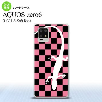 SHG04 SHG04 ZERO6 AQUOS zero6 スマホケース ハードケース トカゲ 市松 ピンク メンズ レディース nk-zero6-863