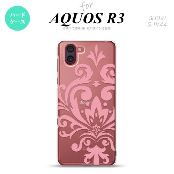 SH-04L SHV44 R3 AQUOS R3 スマホケース カバー ダマスク D ピンク nk-r3-1033