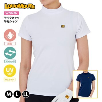新入荷 LOUDMOUTH ラウドマウス ウェア 半袖 スポーツ トレーニング ゴルフウェア レディース 婦人 女性 シンプル 吸汗 速乾 ストレッチ性 UVカット 日焼け防止 プレゼント 人気 誕生日