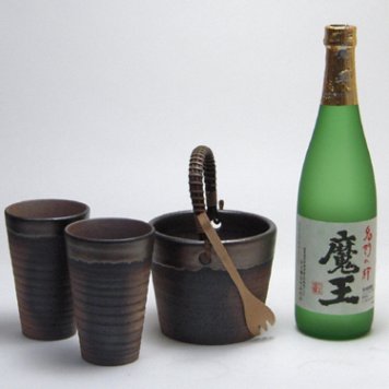 豪華酒器セット陶芸作家　安藤嘉規作（本格芋焼酎　魔王　720ｍｌ）焼酎ギフト