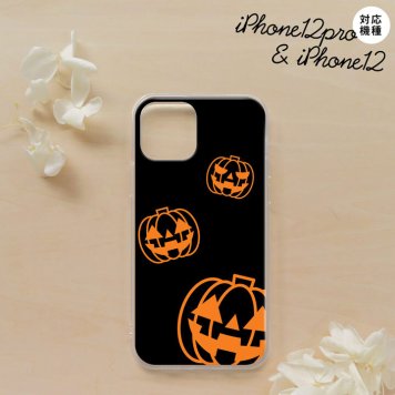 iPhone12/iPhone12pro iPhone12 / iPhone12pro スマホケース ソフトケース ハロウィン カボチャスタンプ 黒 メンズ レディース nk-i12-tp404