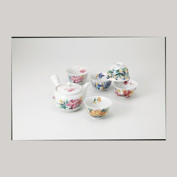 万葉草花　急須茶器セット 磁器 美濃焼 やきものの里から、暮らしを贈ります。　ギフト 食器 セット テーブルウェア