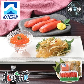 メーカー直送 カネサン佐藤水産 魚卵松前漬セット 26-6012-43 贈答品 自宅用 プレゼント 人気  お誕生日 松前漬け・いくら・たらこと北海道の定番魚卵を詰合せました。