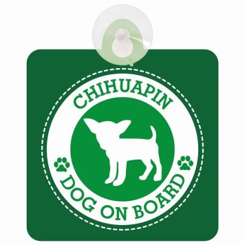 セーフティサイン DOG ON BOARD Chihuapin チワピン グリーン 安全運転 車内用 吸盤タイプ 煽り運転対策 収れん火災防止タイプ 安全対策 カーサイン 吸盤 肉球マーク