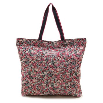 キャスキッドソン Cath Kidston トートバッグ エコバッグ サブバッグ 折りたたみ Large Foldaway Tote Dark Graphite Paper Ditsy フラワー柄ピンク系マルチ 735179