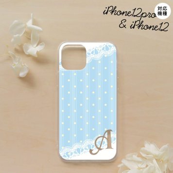 iPhone12/iPhone12pro iPhone12 / iPhone12pro スマホケース ソフトケース ドット レース C 水色 +アルファベット メンズ レディース nk-i12-tp1617i