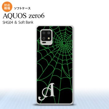SHG04 SHG04 ZERO6 AQUOS zero6 スマホケース ソフトケース 蜘蛛 巣 A 緑 +アルファベット メンズ レディース nk-zero6-tp936i