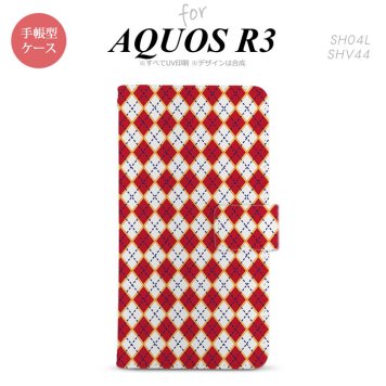 SH-04L/SHV44 AQUOS R3 手帳型スマホケース カバー アーガイル 赤 青  nk-004s-r3-dr1403