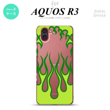 SH-04L SHV44 R3 AQUOS R3 スマホケース カバー ファイヤー 炎 クリア 緑 nk-r3-1315