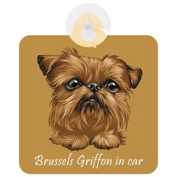 Brussels Griffon ブリュッセル・グリフォン Aタイプ 車 窓ガラス 吸盤タイプ 犬 かっこいい おしゃれ イラスト付 DOG IN CAR ドッグインカー ドッグオンボード 安全対策 セーフティサイン デコ 外出 ドライブ カーサイン 吸盤