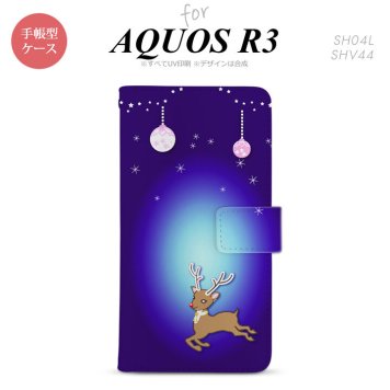 SH-04L/SHV44 AQUOS R3 手帳型スマホケース カバー トナカイ 青  nk-004s-r3-dr644