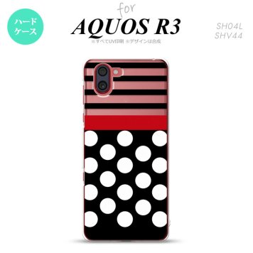 SH-04L SHV44 R3 AQUOS R3 スマホケース カバー ドット ボーダー 黒 nk-r3-354