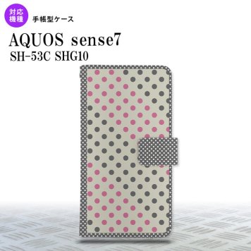 sense7 sense7 手帳型スマホケース カバー ドット 水玉 グレー ピンク 2022年 11月発売 nk-004s-sens7-dr1649