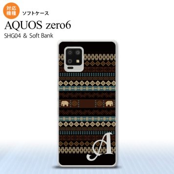 SHG04 SHG04 ZERO6 AQUOS zero6 スマホケース ソフトケース エスニック ゾウ 黒 +アルファベット メンズ レディース nk-zero6-tp1571i