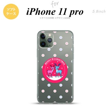 iPhone11Pro iPhone11 Pro スマホケース ソフトケース トナカイ ワッペン ピンク メンズ レディース nk-i11p-tp621