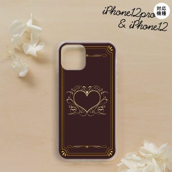 iPhone12/iPhone12pro iPhone12 / iPhone12pro スマホケース ソフトケース ハート 飾り 茶 金 メンズ レディース nk-i12-tp619