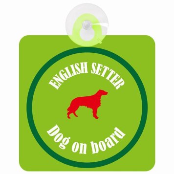 English Setter イングリッシュセッター ライトグリーン＆グリーン 車 窓ガラス 吸盤タイプ DOG IN CAR かっこいい おしゃれ 犬 シルエット アメ雑風 カラフル ドッグインカー ドッグオンボード 安全対策 セーフティサイン デコ 外出 ドライブ カーサイン 吸盤