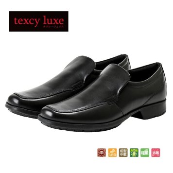 テクシーリュクス アシックス商事 texcy luxe 本革 スーツ 革靴 ビジネスシューズ スリッポン スニーカー 黒 ブラック 3E ロングノーズ スーツ 靴 actu7770