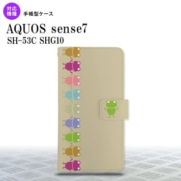 sense7 sense7 手帳型スマホケース カバー カエル かえる 帯 ベージュ 2022年 11月発売 nk-004s-sens7-dr673