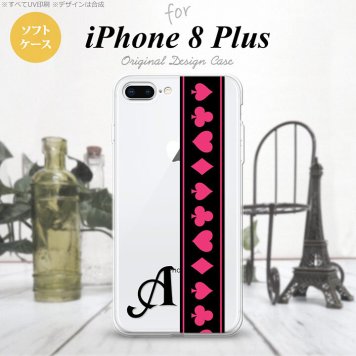 【iPhone8Plus】【スマホケース/スマホカバー】【アイフォン8プラス】iPhone8Plus スマホケース ケース アイフォン8プラス イニシャル トランプ(帯) 黒×ピンク nk-ip8p-tp524ini【メール便送料無料】