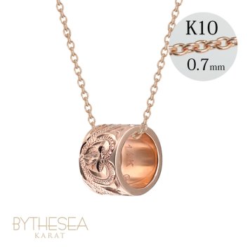 ゴールド ネックレス ハワイアンジュエリー ネックレス ゴールド ピンクゴールド ネックレス スクロールチューブ Lサイズ 14K K14ピンクゴールド K10 10Kあずきチェーン太0.7mm ギフトラッピング可能 BY THE SEA バイザシー プレゼント ハロウィン 【品番：CG-GP126R】