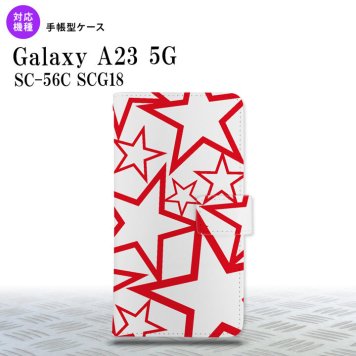 Galaxy A23 GalaxyA23 手帳型スマホケース カバー 星 クリア 赤 2022年 10月発売 nk-004s-a23-dr1116