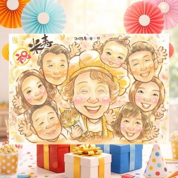 米寿のプレゼントに、見た瞬間に、思わず笑顔になる似顔絵です。修正無料で、納得しながら進められます。 米寿祝い ギフト 似顔絵 名入れ プレゼント 手描き 贈り物 米寿 長寿 記念 傘寿 大人数 おじいちゃん おばあちゃん 祖父母 下書き確認 修正無料 名入れ 喜ばれる そっくり サプライズ 一生もの 88歳 一生もの 長寿祝い 米寿祝い 感謝の品 ブライダルギフト 色紙 クリスマス オリジナル