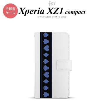 【手帳型 スマホ カバー ケース】【SO02K】【エクスペリア XZ1】手帳型 ケース SO-02K スマホ カバー Xperia XZ1 Compact エクスペリア トランプ(帯) 黒×青 nk-004s-so02k-dr525【メール便送料無料】