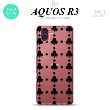 SH-04L SHV44 R3 AQUOS R3 スマホケース カバー トランプ クラブ クリア 黒 nk-r3-531