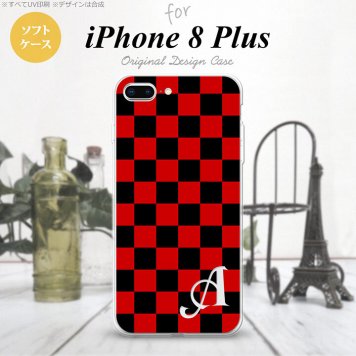 【iPhone8Plus】【スマホケース/スマホカバー】【アイフォン8プラス】iPhone8Plus スマホケース ケース アイフォン8プラス イニシャル スクエア 黒×赤 nk-ip8p-tp763ini【メール便送料無料】