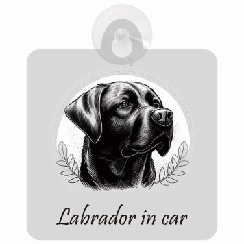 Labrador ラブラドール Aタイプ 車 窓ガラス 吸盤タイプ 犬 かっこいい おしゃれ イラスト付 DOG IN CAR ドッグインカー ドッグオンボード 安全対策 セーフティサイン デコ 外出 ドライブ カーサイン 吸盤