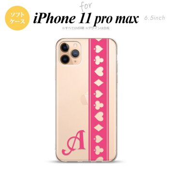 iPhone11ProMax iPhone11pro max スマホケース ソフトケース トランプ 帯 ピンク クリア +アルファベット メンズ レディース nk-i11pm-tp530i