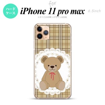 iPhone11ProMax iPhone11pro max スマホケース ハードケース くま チェック レース 茶 メンズ レディース nk-i11pm-753