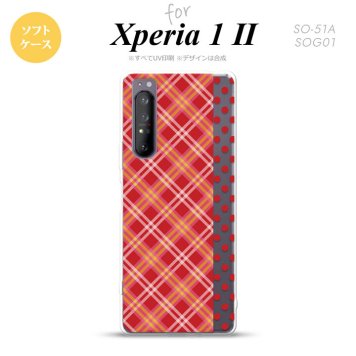 Xperia 1 II 5G スマホケース 背面カバー ストラップホール有り ソフトケース タータン ドット 赤 ストラップホール おしゃれ かわいい かっこいい メンズ レディース nk-xp12-tp1531