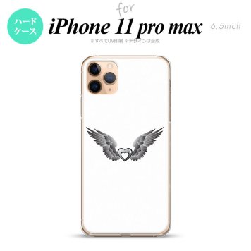 iPhone11ProMax iPhone11pro max スマホケース ハードケース 黒翼 ハート 白 グレー メンズ レディース nk-i11pm-470