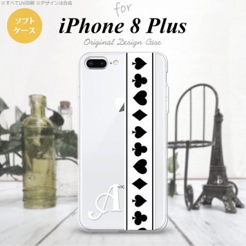 【iPhone8Plus】【スマホケース/スマホカバー】【アイフォン8プラス】iPhone8Plus スマホケース ケース アイフォン8プラス イニシャル トランプ(帯) 白×黒 nk-ip8p-tp527ini【メール便送料無料】
