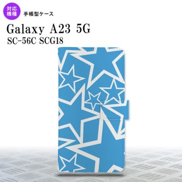 Galaxy A23 GalaxyA23 手帳型スマホケース カバー 星 水色 白 2022年 10月発売 nk-004s-a23-dr1119