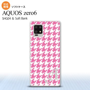 SHG04 SHG04 ZERO6 AQUOS zero6 スマホケース ソフトケース 千鳥 格子 大 ピンク 白 +アルファベット メンズ レディース nk-zero6-tp917i