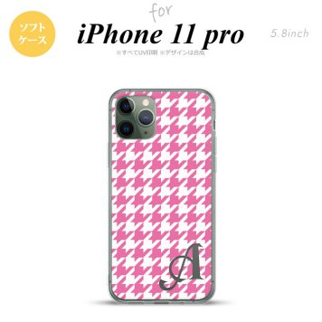 iPhone11Pro iPhone11 Pro スマホケース ソフトケース 千鳥 格子 大 ピンク 白 +アルファベット メンズ レディース nk-i11p-tp917i