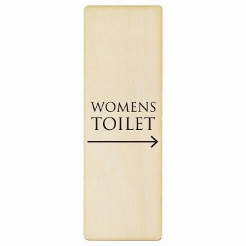 トイレ プレート 木製 WOMENS 文字タイプ ホワイト ブラック 右 矢印 長方形 縦書き 4x12cm 方向案内 進路ドア サインステッカー ピクトサイン トイレマーク表示 案内 注意 施設 御手洗 TOILET おしゃれ シンプル 安全対策