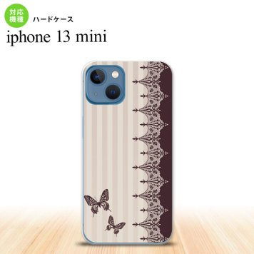 iPhone13mini iPhone13 mini ケース ハードケース バタフライ 蝶 レース 茶  nk-i13m-1284